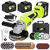 Cordless Angle Grinder, 2x 6.0 Ah Battery and