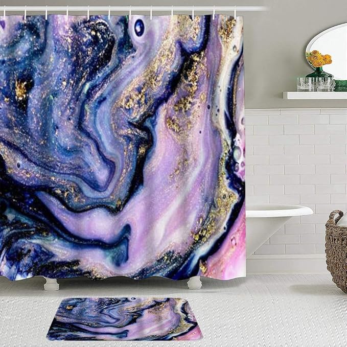 MTevocon Juegos de Cortinas de baño con alfombras Antideslizantes