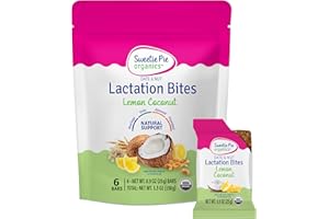 Sweetie Pie Organics Lactation Bites for Breastfeeding Support and Increasing Breast Milk Supply*, Fenugreek-Free, Natural Galactagogues – Lemon Coconut, 6 Count
