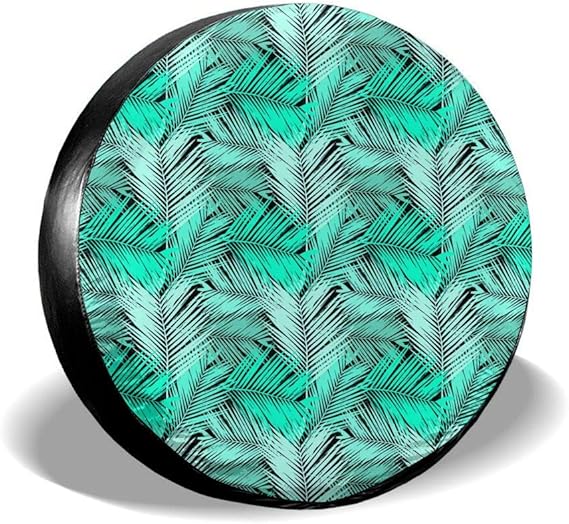 DKKFJC Tire Cover for Jeep Camper Rv Green Palm Tree Leaves