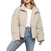 Polu Women's Puffer Jackets Oversized Long Sleeve Winter Zipper Coat Warm Quilted Jackets with Pockets