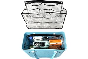 Yewaii Clear Bogg Bag Organizer - X Large Bench Bag Insert Accessories Compatible with Bogg Bag - Waterproof Organizer Divider Pouch Zipper 5 Pockets Must Have Accessory (Black)