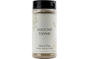 Olive & Vine Ground Thyme, Earthy & Aromatic, Seasoning for Roasts, Soups, and Stews, with Rich Tradition, Authentic Taste, For Global Recipes (4.96 Ounce)