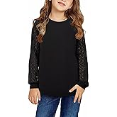 Yoklass Girls Long Sleeve Shirts Kids Lace Casual Cute Crew Neck Top Sizes 5-14 Years