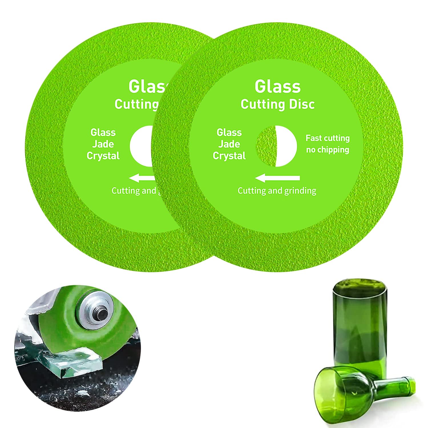 OneNine 2 PCS Glass Cutting Disc, 115 x 22.23 mm, Professional Diamond Disc, Quick Precise Cutting Saw Blades for Tiles, Glass, Granite and Porcelain for Angle Grinder