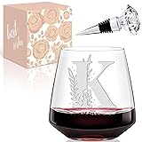 Physkoa Initial Wine Glass Stemless-【Etched