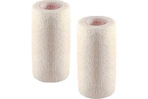 PRAIRIE HORSE SUPPLY Vet Wrap Tape (White) (2 Pack) (2 Inch x 15 feet) Self Adhesive Adherent Adhering Cohesive Flex Self Stick Bandage Grip Roll Dog Cat Pet Horse