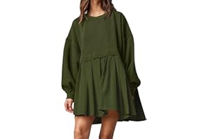 Ugerlov Womens Oversized Sweatshirt Dress Long Sleeve Crewneck Pullover Tops Relaxed Fit Sweatshirts Mini Dress