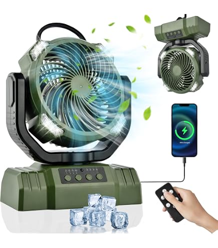 Ventilateur De Camping Qoosea 3 En 1 - LED, Batterie 8000mAh, Télécommande