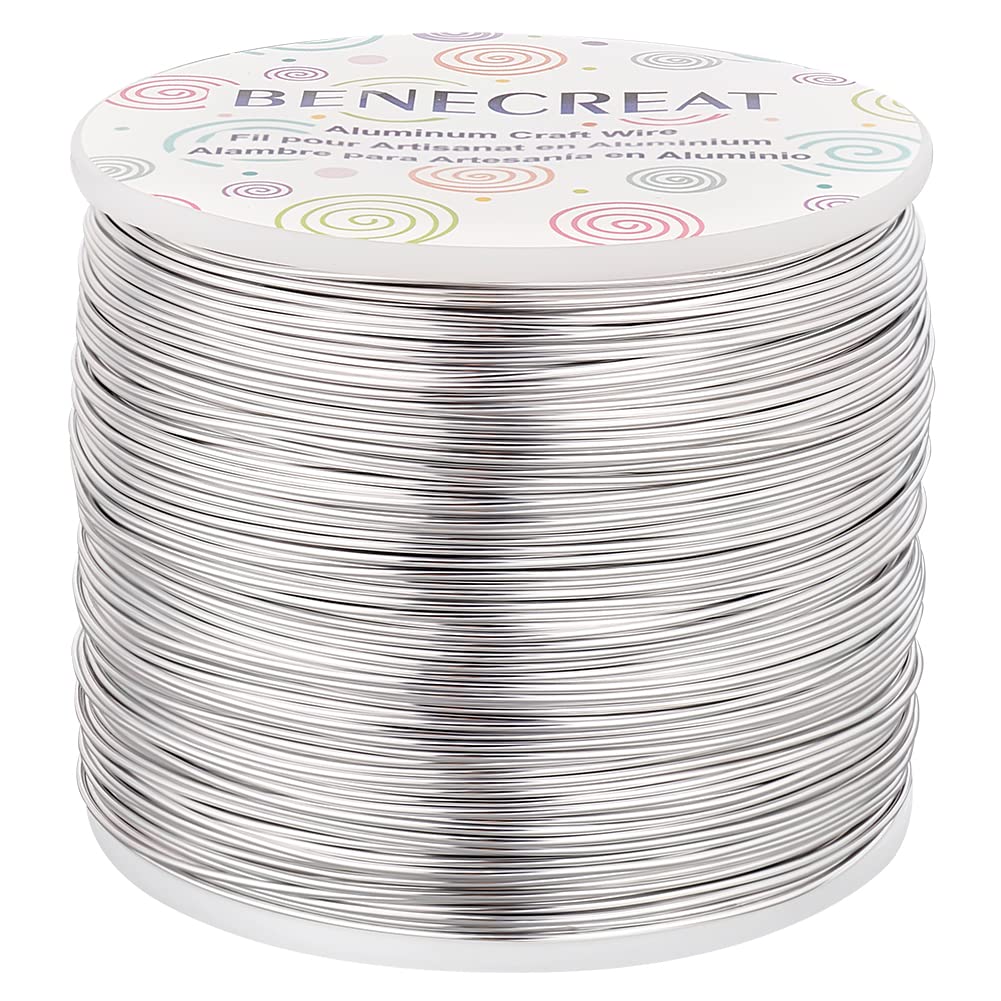 BENECREAT 20 Gauge (0.8mm) Bendable Aluminum Wir, 235m Anodized Jewelry Metal Craft Making Beading Floral Aluminum Craft Wire - Silver
