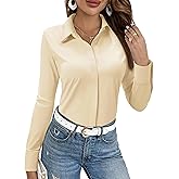siliteelon Womens Button Down Shirt Long Sleeve Stretch Dress Shirt Collared Work Shirt Wrinkle Free Office Blouse Top