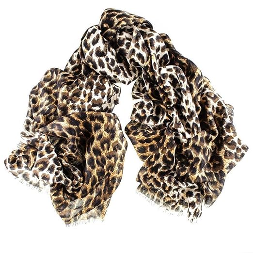 Leopard Print Scarf -Tone chocolate Coffee Copper Silk Wool