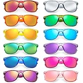 12/24 Pack Neon Color Sunglasses Classic Mirrored Lenses Glasses Men/Women Bulk Birthday Beach Pool Party Favors