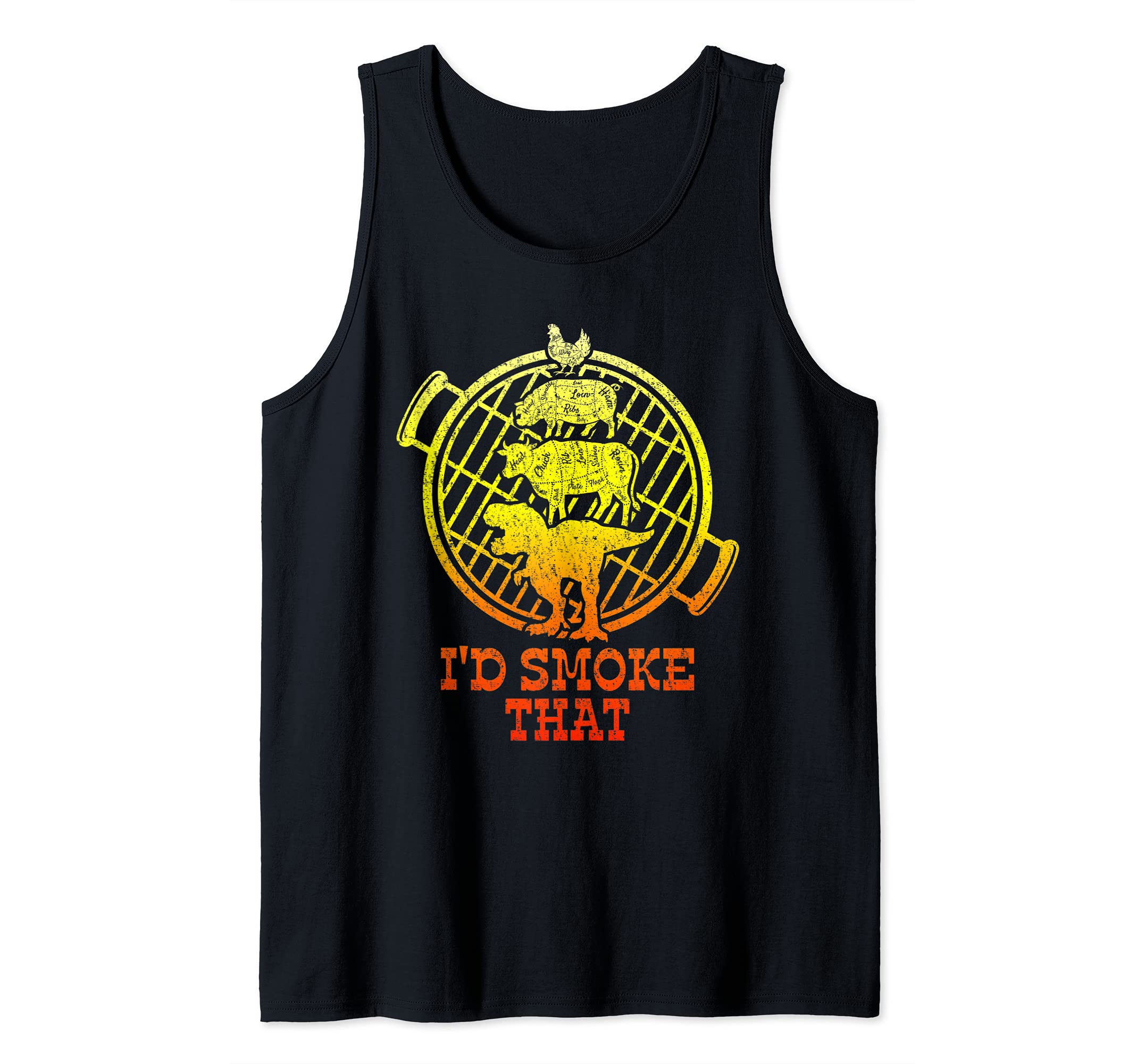 Smoke That Funny BBQ Quote Vintage Retro Meat Smoker Grill Tank Top