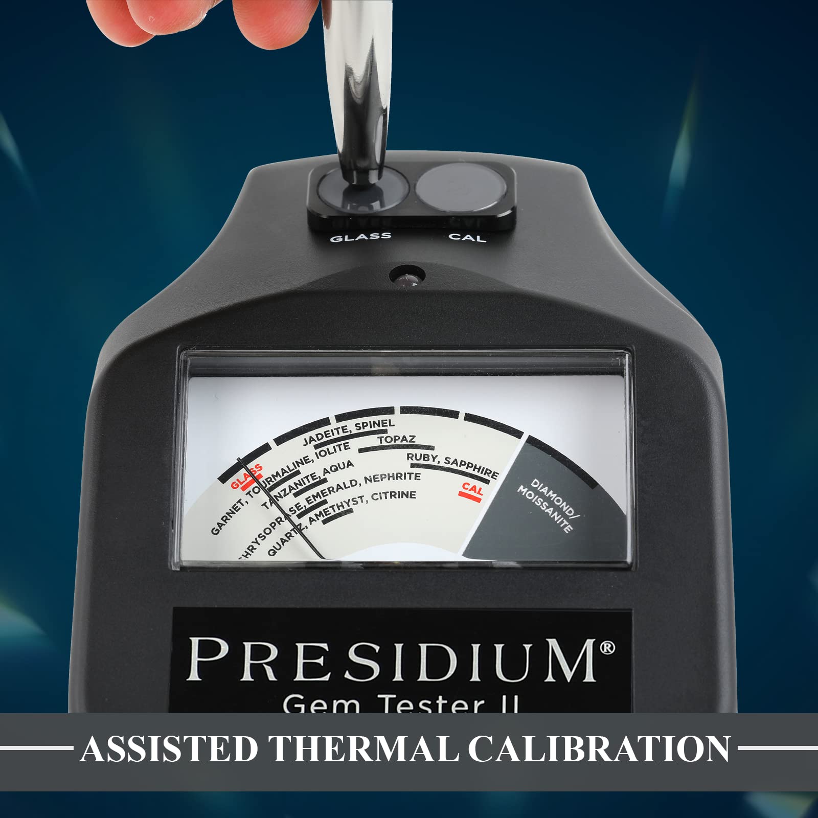 Presidium Instruments Gem Tester II (PGT II) with Assisted Thermal Calibration (ATC) for Identifying Diamonds/Moissanites and Common Colored Gemstones