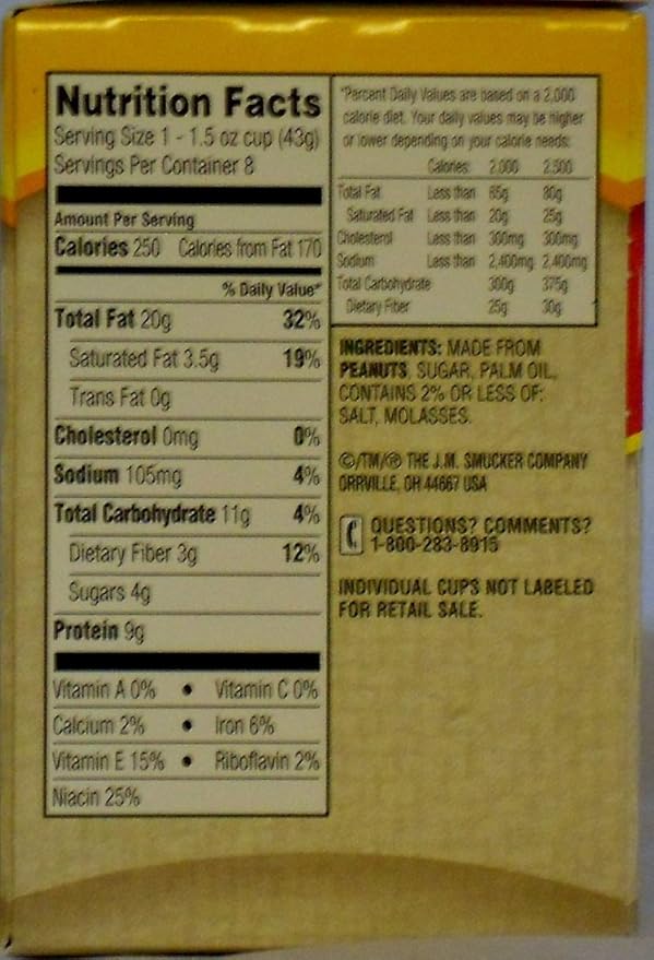 Jif To Go Natural Creamy Peanut Butter 8 Individual Cups Pack Of 3 Grocery Gourmet Food Amazon Com