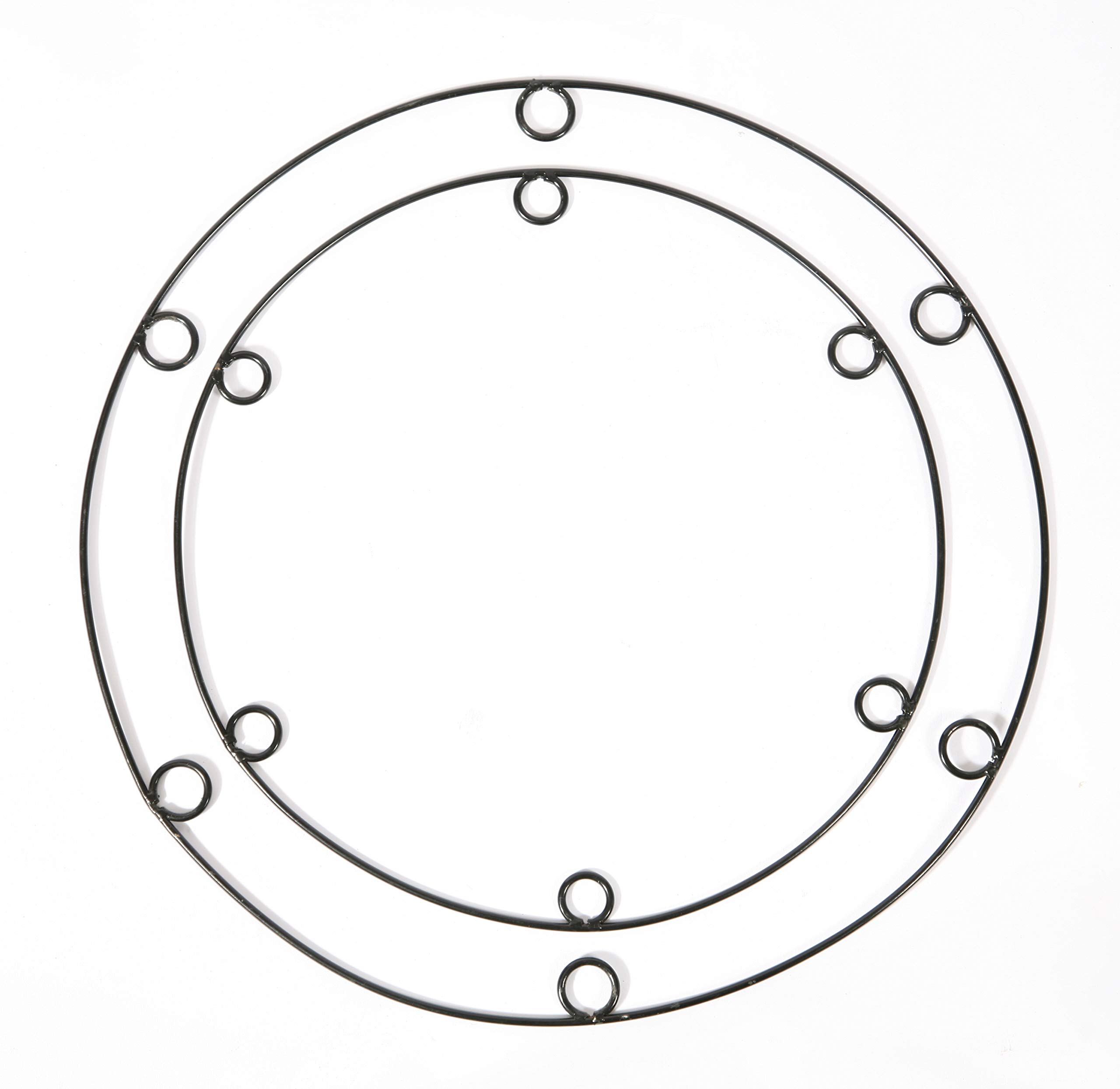 Haxnicks Set Of 2 Cane Rings| Decorative Plant Cane Support | Add Canes For A Cane Teepee | Garden Obelisk | Sweet Peas Beans Passion Flowers Clematis | Green, 50x45x0.03 cm | Frame070101