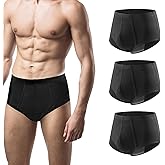 Carer Incontinence Underwear for Men, Machine Washable, 180ml Leak-Proof, Men's Urinary Absorbent Underwear, Cotton Reusable Protective Briefs for Bladder Leakage (Black, Large, 3 Count)