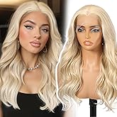 KOME Light Blonde Synthetic Lace Front Wig,13×6 Curly Glueless Wigs for Women Daily Use 22IN（#R10119）
