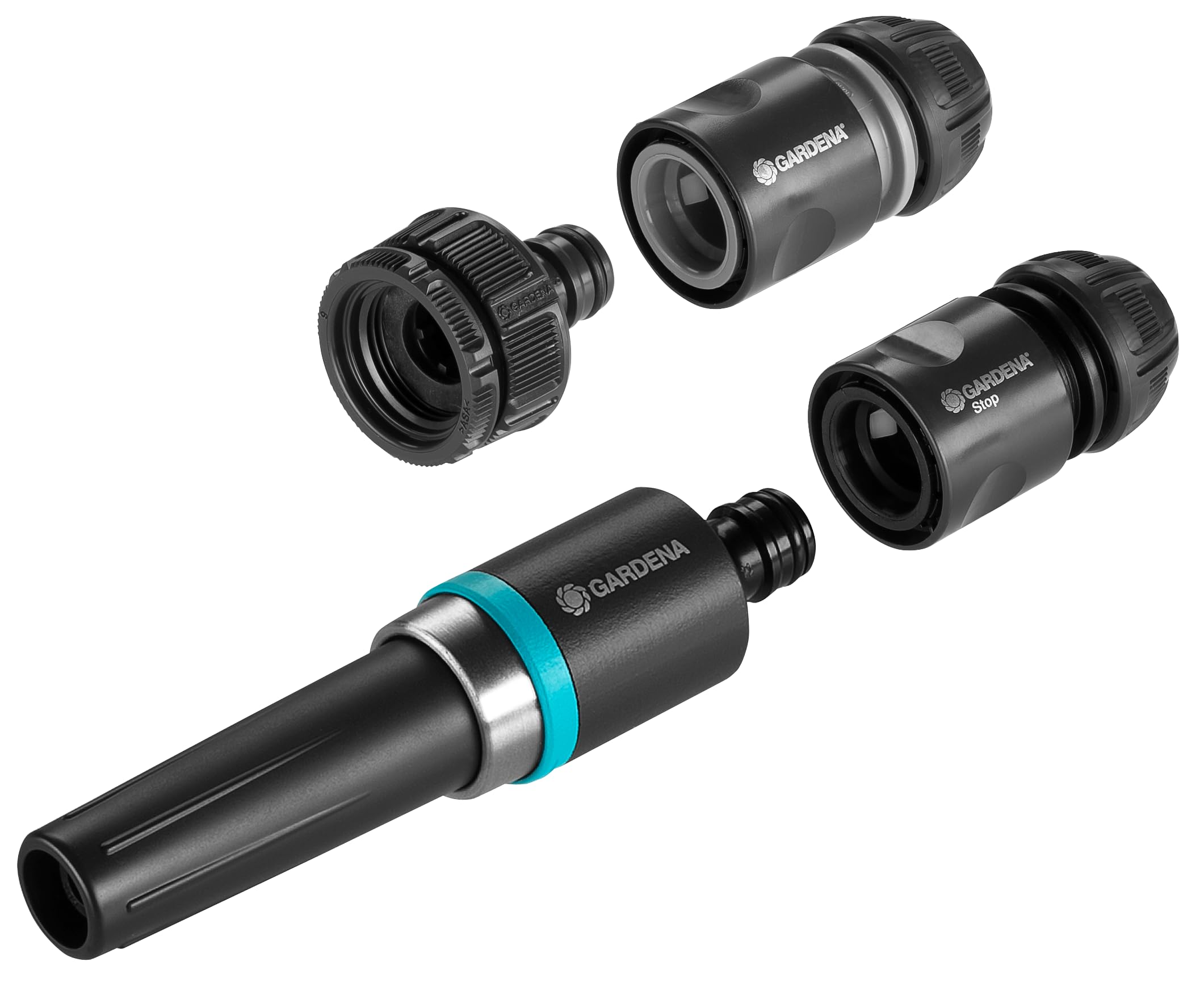 Gardena Ecoline Basic Set: Spraying Set consisting of Cleaning Nozzle, tap Connector, Adapter, Hose Connector and Water Stop, for Watering and Cleaning, UV and Frost-Resistant (18900-20)