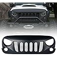 Xprite Front Matte Black Transformer Grille Grid Grill W/Mesh Compatible with 2007-2018 Jeep Wrangler Rubicon Sahara Sport JK