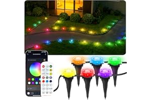 BONVE PET 100Ft RGB Ground Lights Outdoor LED Pathway Lights, Multi Color Changing Christmas Decor Waterproof Walkway Lighting for Outside Garden Back Yard Lawn Driveway Patio Landscape Lighting, Smart Control