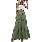 CZYINXIAN Maxi Skirt for Women High Elastic Waist Pleated Swing A-Line Flared Long Skirts