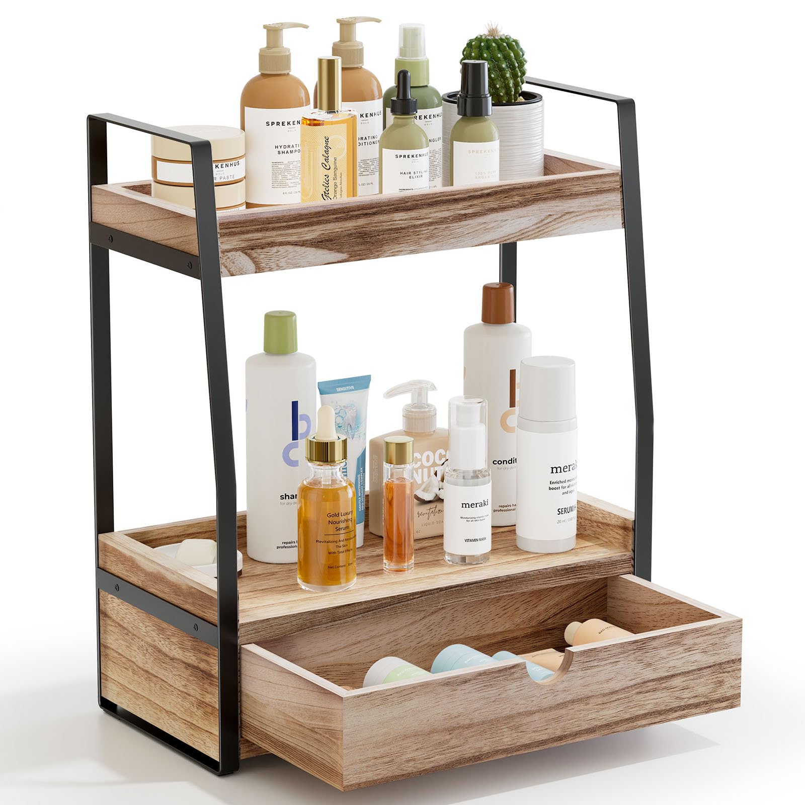 Photo 1 of Boulphia 2-Tier Bathroom Organizer Countertop, Bathroom Sink Organizer Countertop, Vanity, Counter Shelf, Brown