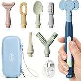 Joyreal SensoryBuzz Oral Motor Vibration Kit with 7 Textured Silicone Heads | Rechargeable, 4 Modes Vibrating Teether, Autism Sensory Products, Speech Therapy Tools, Self-Feeding &amp; Sensory Support, Blue