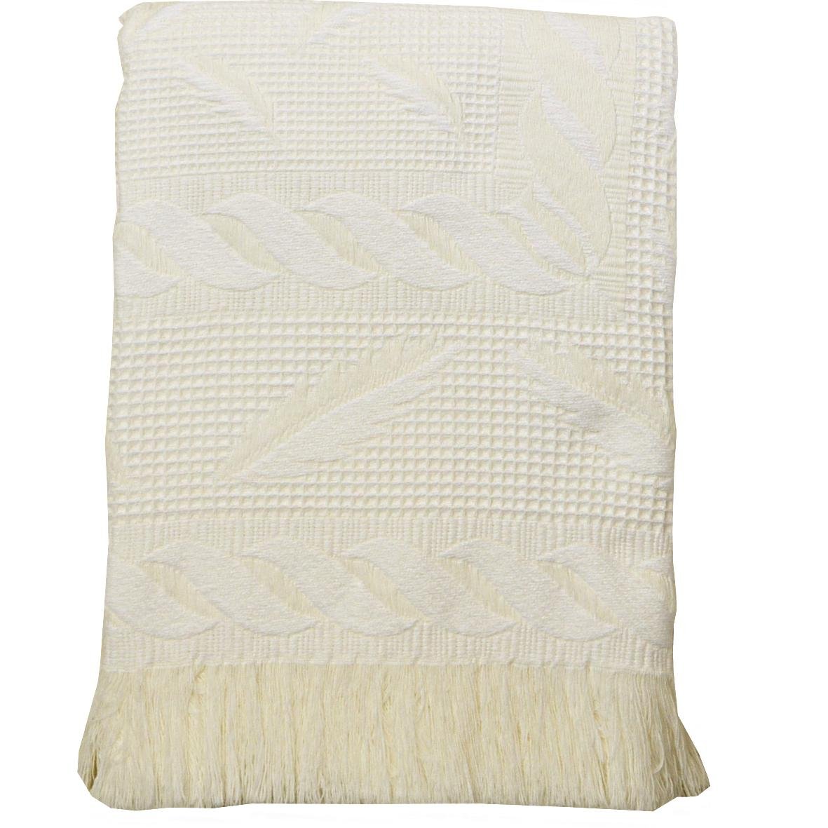 BabyPrem Baby Large Soft Acrylic Fern Shawl Blanket 122 x 122cm CREAM