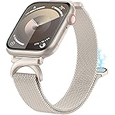 BEEXI Stainless Steel Loop Compatible with Apple Watch Band 38/40/41/42/44/45/46/49mm, Women Metal Mesh Magnetic Slim Strap with C-Shape Clasp for iwatch SE Series 10/9/8/7/6/5/4/3/2/1 Ultra 1/2