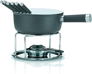 Kela 16564 Käsefondue-Set, 10-teilig, Keramisch beschichtet, Aluguss, Induktionsgeeignet, 1 L Lancy, grau