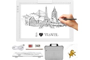 KOBAIBAN Wireless A4 Light Pad with Carry Bag, Innovative Stand, Top Clip, Stepless/ 6-Level Dimmable Brightness Rechargeable tracing Light Box/Board for Cricut Weeding Vinyl, Diamond Painting (White)