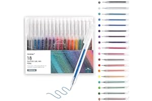Grabie Glitter Gel Pens 18 Colors, Metallic Vibrant Sparkle Gel Pens for Coloring, Retractable Sparkle Glitter Pens for Adults,Colored Gel Pens for Adult Coloring Books and Drawing