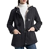 Flygo Sherpa Lined Winter Jackets for Women Fleece Hoodie Jacket Warm Fall Winter Toggle Duffle Coats