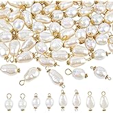 SUPERFINDINGS 80Pcs 4 Style Pearl Pendant Connectors 17.5-25mm in Length Irregular Pearl Acrylic Links Pearls Bead Dangle Charms with Antique Golden Iron Pins for Earring Bracelet DIY Jewelry Making