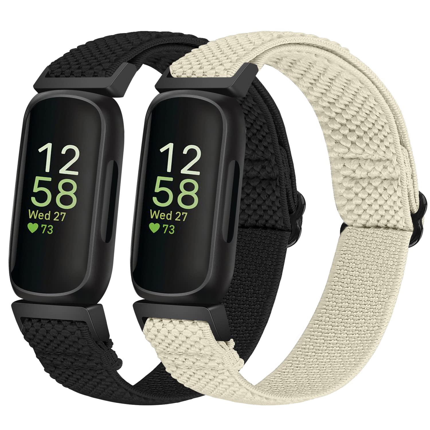 Huamanlou 2 Pack Elastic Strap Compatible with Fitbit Inspire 3/Inspire 2/Inspire/Inspire HR/Ace 3/Ace 2, Soft Nylon Adjustable Sport Replacement Band Women Men