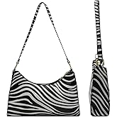 Suillty Women's Zebra Print Tote Shoulder Bag Leather Top Handle Purse Travel Handbag Clutch Wallet