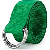 WHIPPY Mens Canvas Belt with Metal Double D-ring 1 1/2" Wide Plus Size Unisex Web Cloth Casual Belt for Jeans Pants