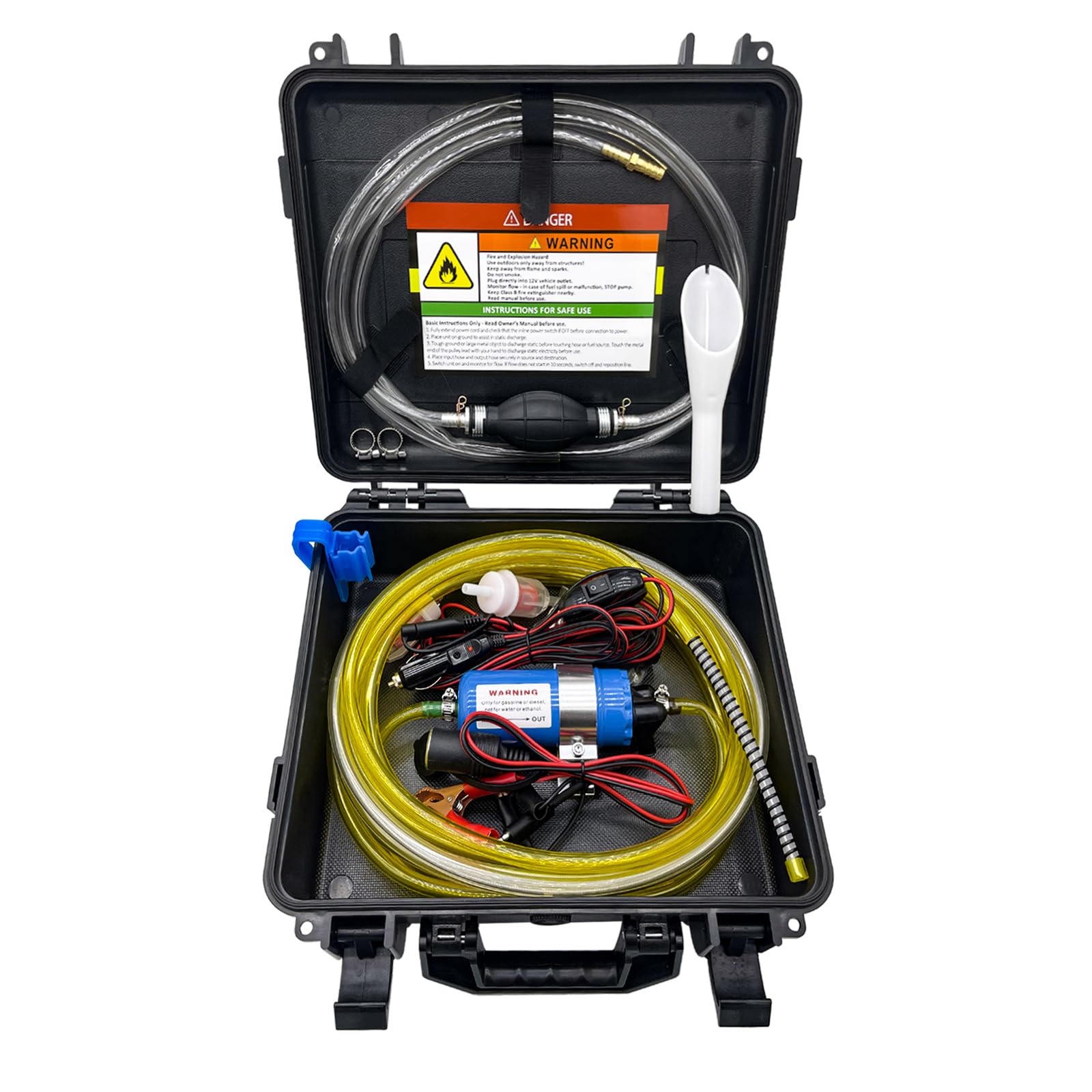 Photo 1 of 12V Fuel Transfer Pump, Moves 60 Gallons of Gas or Diesel Per Hour, with Carrying Case & Upgraded Patented Pulley Lead Pipe. Great for Cars, Boats, UTV’s, Equipment, Gasoline, Diesel, Etc. (RPRO)