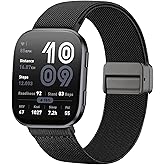 Oanux 22mm Magnetic Stretchy Nylon Compatible with Amazfit Bip 6/Bip 5 Watch Band, Elastic Soft Sport Strap Replacement for Amazfit Helio/Balance 2/Balance & GTR 4/3 Pro/3/2/2e/47mm Men Women