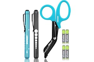 RISEMART 3 Pack Pen Light & Bandage Scissors for Nurses - Medical Scissors and Penlights for Nurses with Batteries, Medical Accessories for Doctor, Nursing Students, First Aid, EMT, EMS