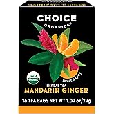 Choice Organics - Organic Mandarin Ginger Tea (1 Pack) - Organic Herbal Tea - 16 Tea Bags