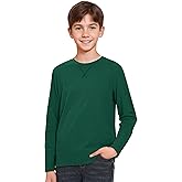 ZUEMET Boys Long Sleeve Shirts Cotton Crewneck T-Shirts for Boy Kids Basic Tee Sweatshirt 7-14 Years