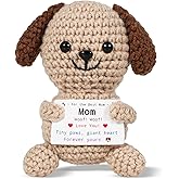 Handmade Crochet Puppy Gift for Mom – Funny Cute Small Knitted Dog, Unique Mother’s Day Present for Mama, Bonus Step Mom, Birthday, ThanksGiving,Stocking Stuffer, Emotional Support Gift for Women
