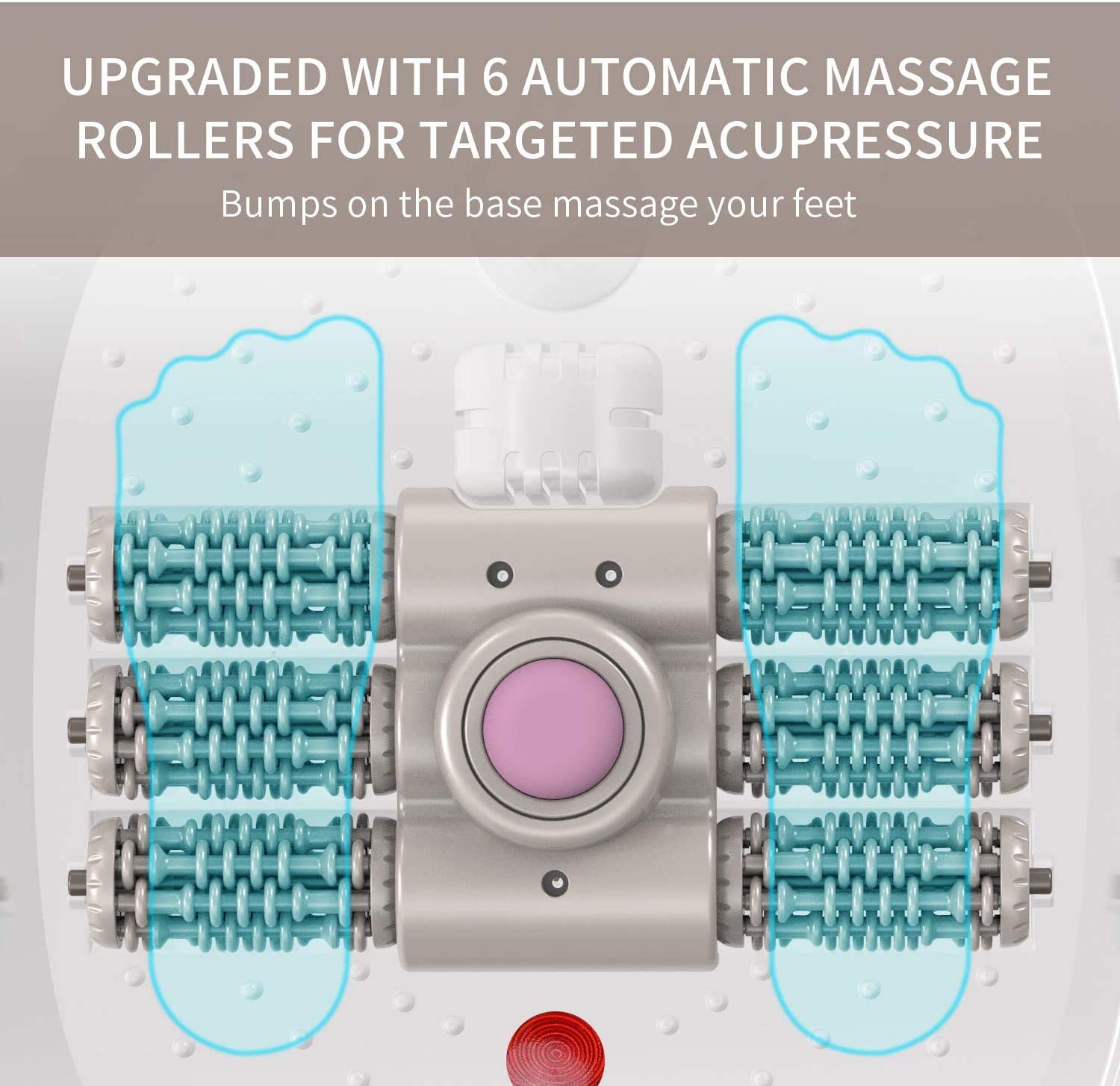 Turejo Foot Spa Bath Massager with Heat Bubbles, Upgraded 6 Automatic Massage Rollers & Pedicure Attachments, Pumice Stone, Time & Temprature Control, Soothe Your Tired Feet: Beauty