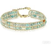 POMODA Crystal Bracelet for Women Healing Boho Stackable Bracelets Stack Dainty Energy Chakra Gemstone Natural Stone Beaded Layered Summer Vacation Beach Handmade Jewelry for Women