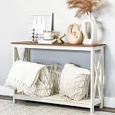 PHI VILLA White Entryway Table, Narrow Console Table, Farmhouse Entry Table