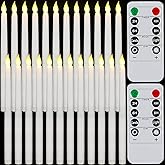 Tuanse 24 Pack Flameless Taper Candles with Remote & Timer, 11" Flickering 3D LED Battery Operated Window Candlesticks, Dimmable for Wedding Table Centerpieces Home Valentine’s Decor(Ivory)