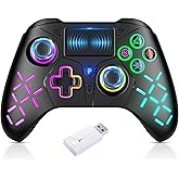 Gamrombo LED Wireless Controller for PS5/PS5 Pro/PS5 Slim with 2.4G Adapter, Compatible with PS5/Windows, Dual Vibration Gamepad with Marco/Turbo Function